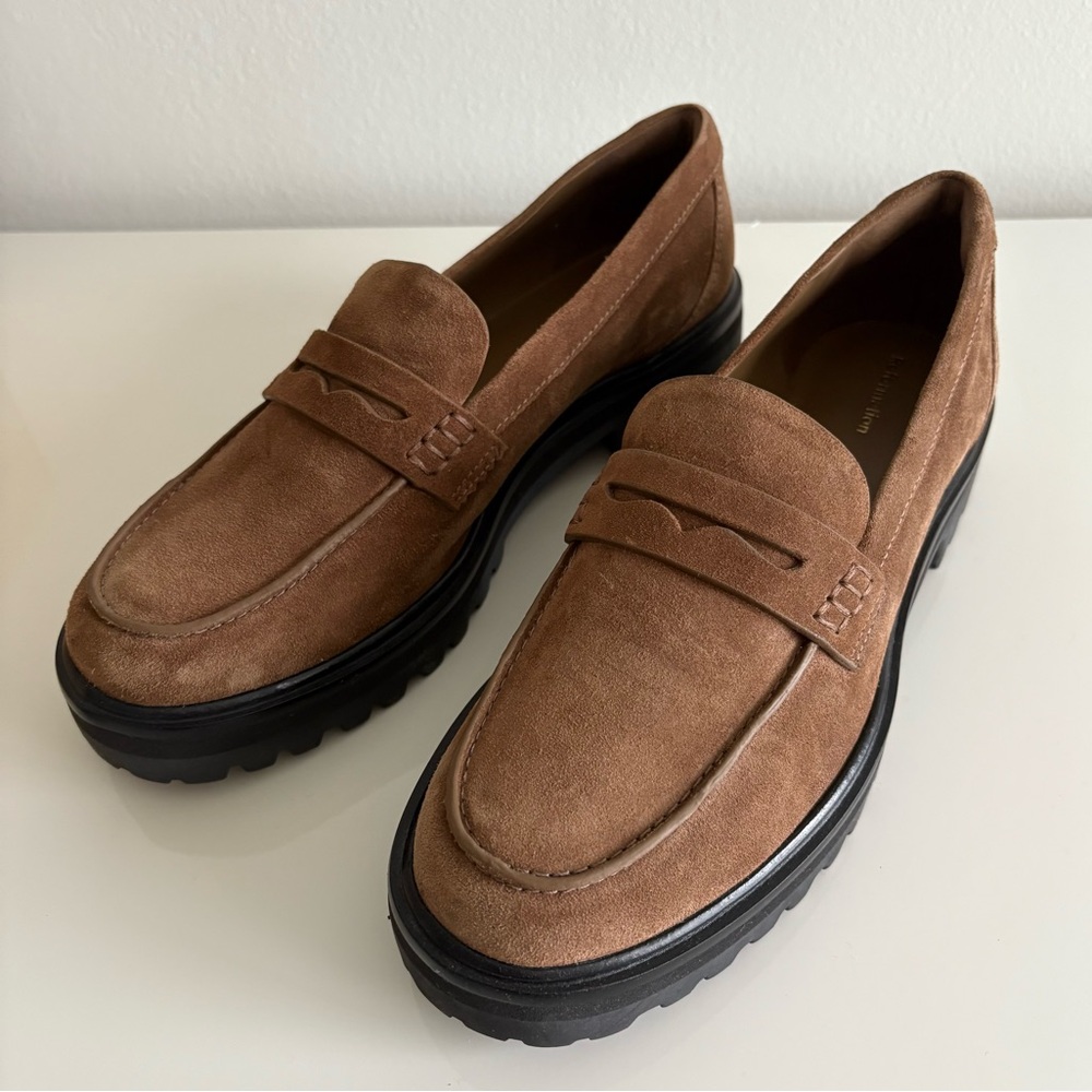 Reformation Agathea Chunky Loafers in Farro Suede